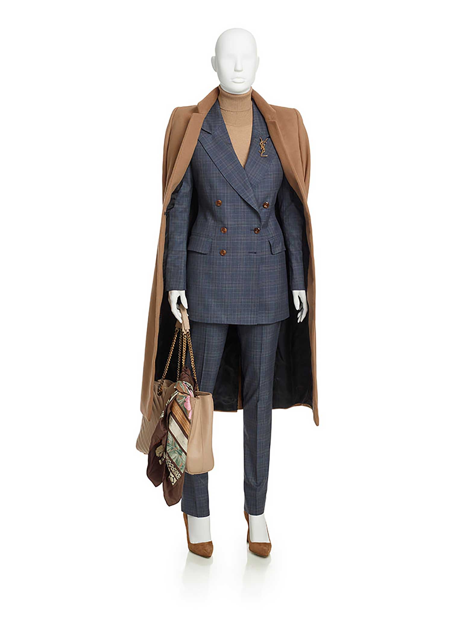 Blue Check Wool/Cashmere Blend Suit