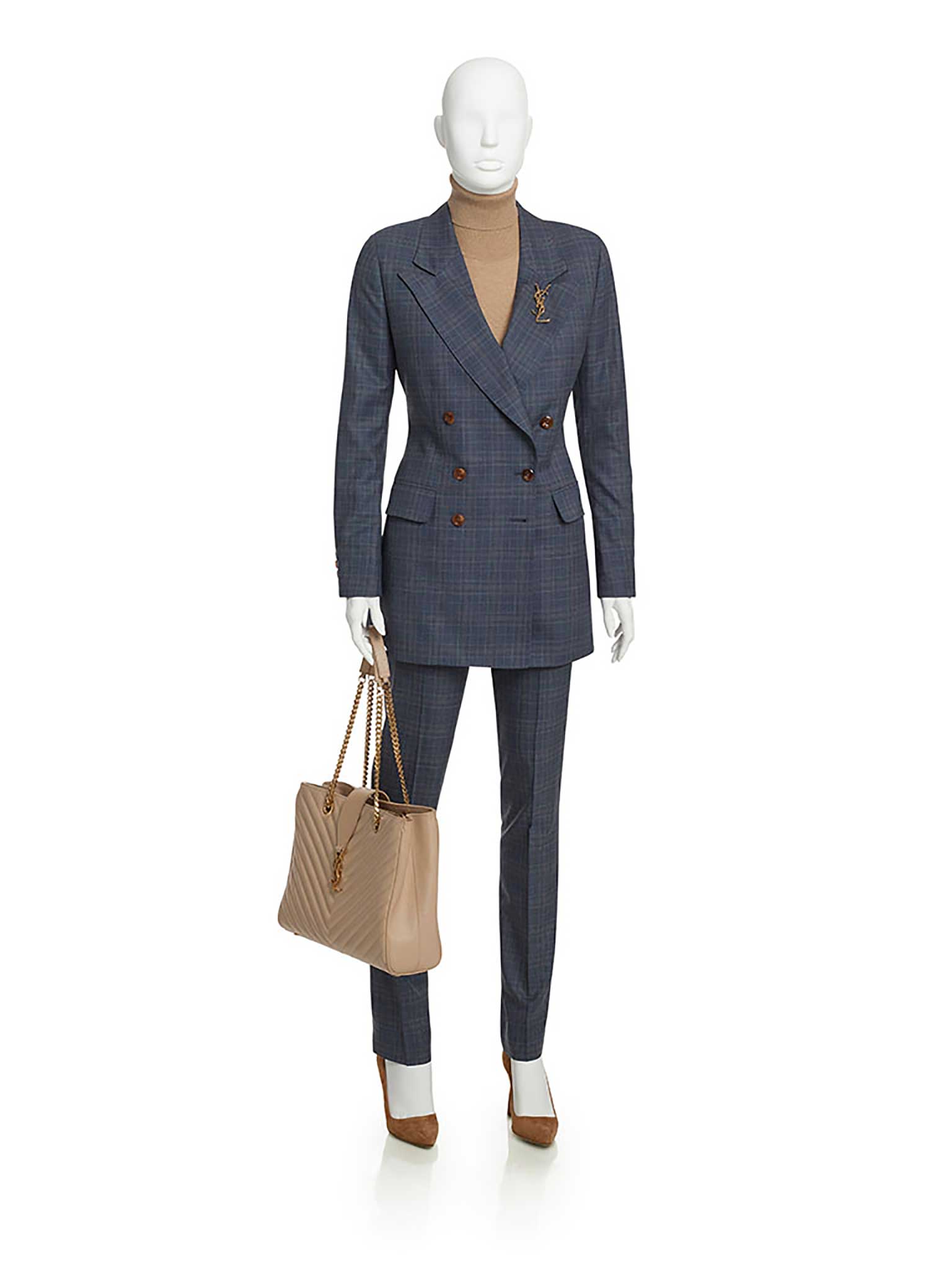 Blue Check Wool/Cashmere Blend Suit