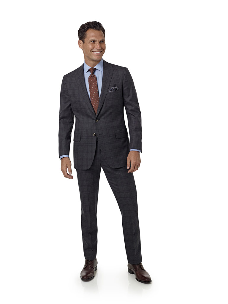 Men's Custom Clothing                                                                                                                                                                                                                                     , Charcoal Windowpane Suit