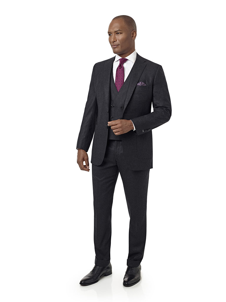 Men's Custom Clothing                                                                                                                                                                                                                                     , Dark Gray Flannel Suit