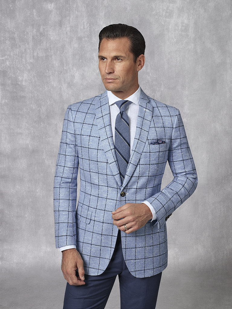 Holland & Sherry -Crystal Springs - Sky Blue Windowpane Sport Coat