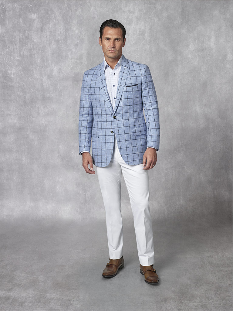 Holland & Sherry -Crystal Springs - Sky Blue Windowpane Sport Coat