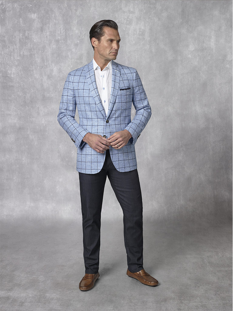 Holland & Sherry -Crystal Springs - Sky Blue Windowpane Sport Coat