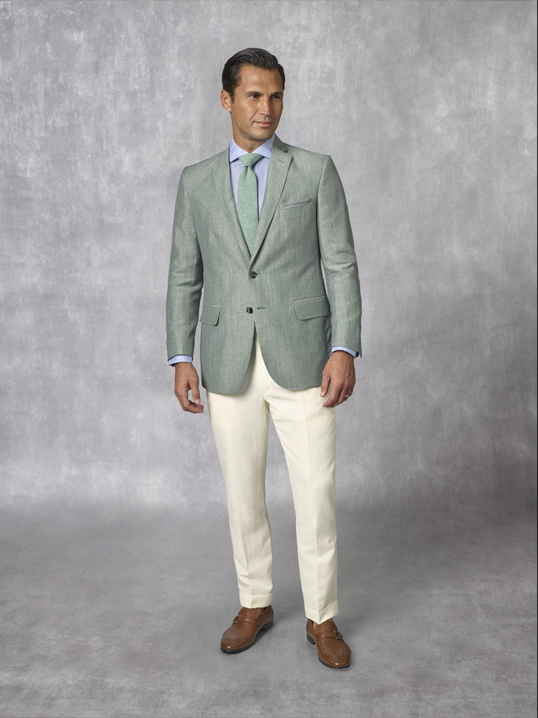 Holland & Sherry - South Pacific Linen Blend -Forest Green Plain Suit