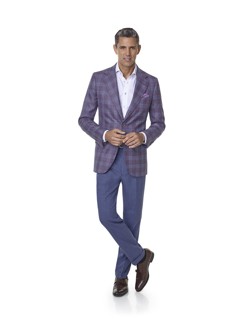 Wool, Silk, Linen Blend - Plum Plaid Sport Coat