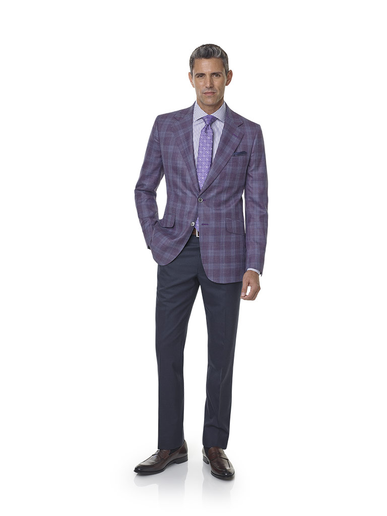 Wool, Silk, Linen Blend - Plum Plaid Sport Coat