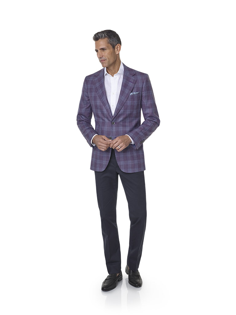 Wool, Silk, Linen Blend - Plum Plaid Sport Coat