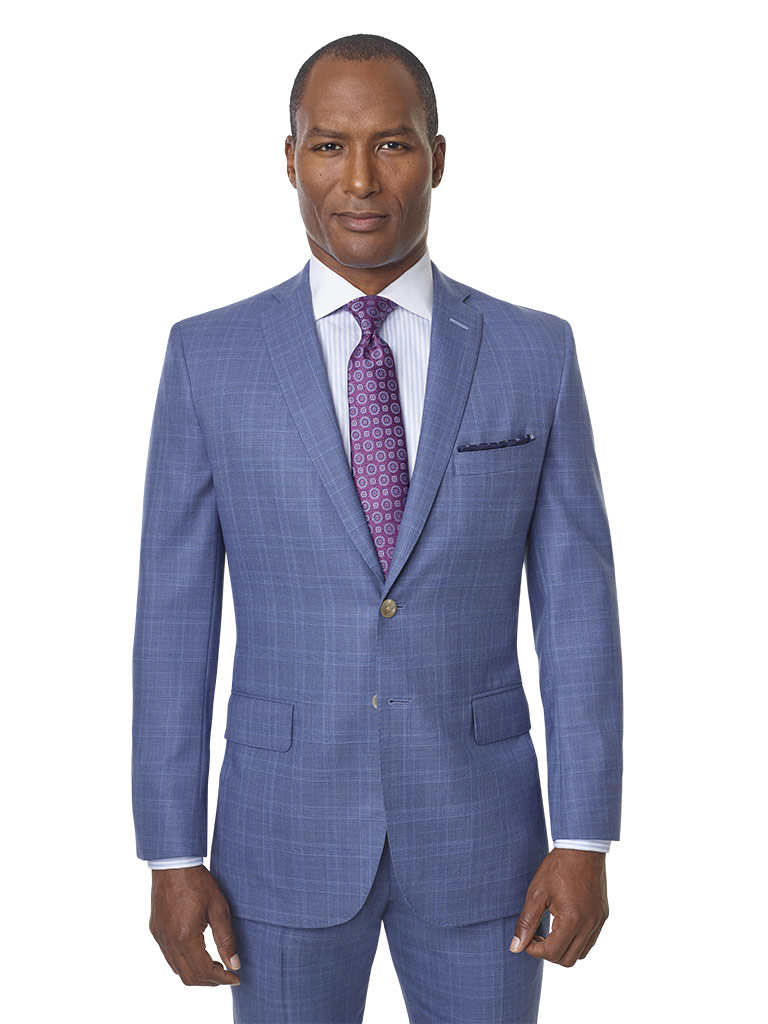 Super 120's Wool - Sky Blue Plaid Men's Suit | Tom James Company