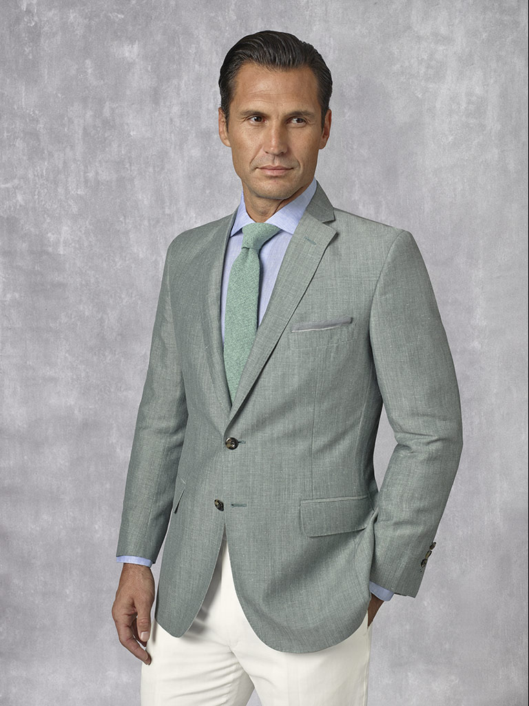 Holland & Sherry - South Pacific Linen Blend -Forest Green Plain Suit ...