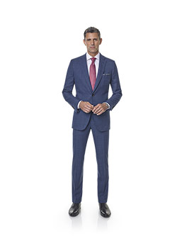 2020 Men's Lookbook                                                                                                                                                                                                                                       , Super 120's Wool - Char Blue Windowpane Men's Suit