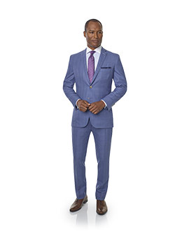 2020 Men's Lookbook                                                                                                                                                                                                                                       , Super 120's Wool - Sky Blue Plaid Men's Suit