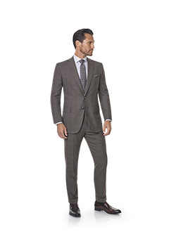 2020 Men's Lookbook                                                                                                                                                                                                                                       , Super 120's Wool - Taupe Brown Windowpane  Men's Suit
