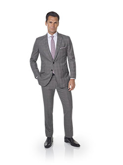 2020 Men's Lookbook                                                                                                                                                                                                                                       , Super 120's Wool - Dark Gray & Pink Windowpane  Men's Suit