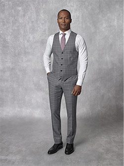 Super 170's Worsted Wool - Grey Check