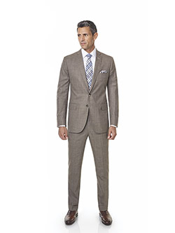 Custom Super 140's, Silk, Linen Blend - Taupe Fancy Windowpane Suit