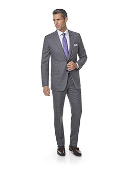 2020 Men's Lookbook                                                                                                                                                                                                                                       , Super 140's Wool - Light Gray Plaid Men's Suit