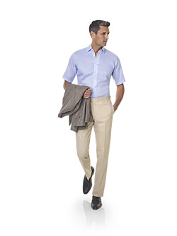 Custom Super 140's, Silk, Linen Blend - Taupe Fancy Windowpane Suit