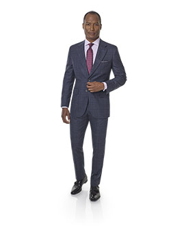 2020 Men's Lookbook                                                                                                                                                                                                                                       , Super 140's, Silk, Linen Blend - Char Navy Plaid Suit
