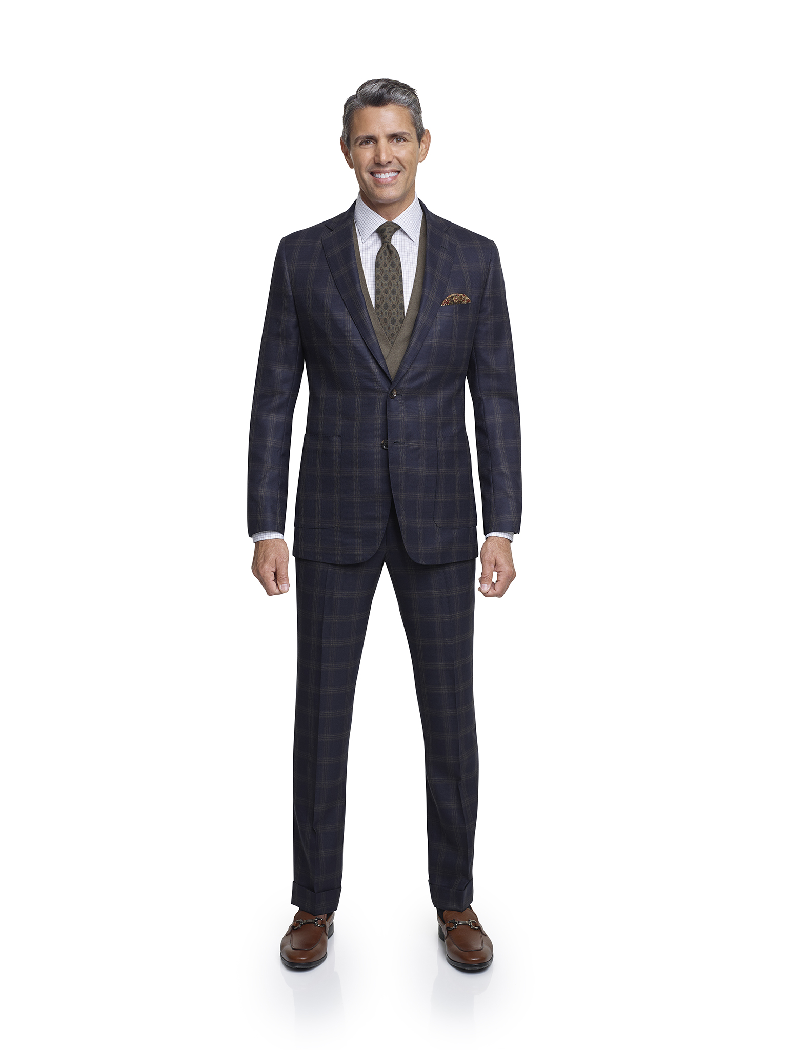 Navy & Brown Plaid - Super 120