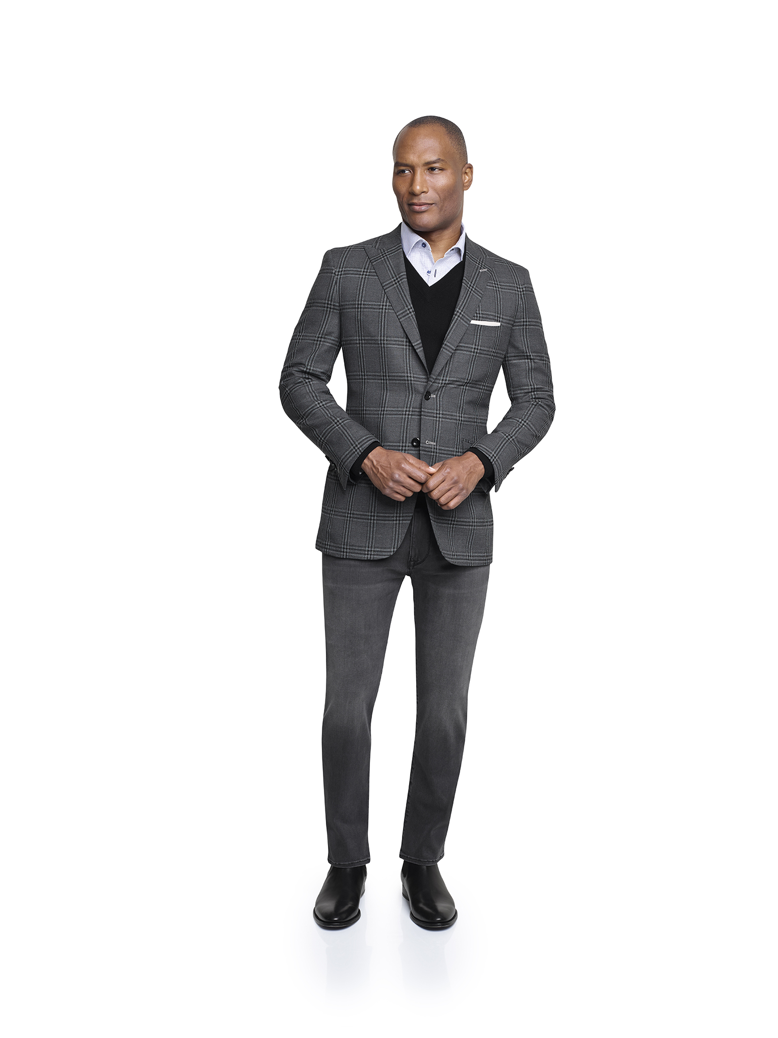 Light Gray Plaid Sport Coat - Super 120