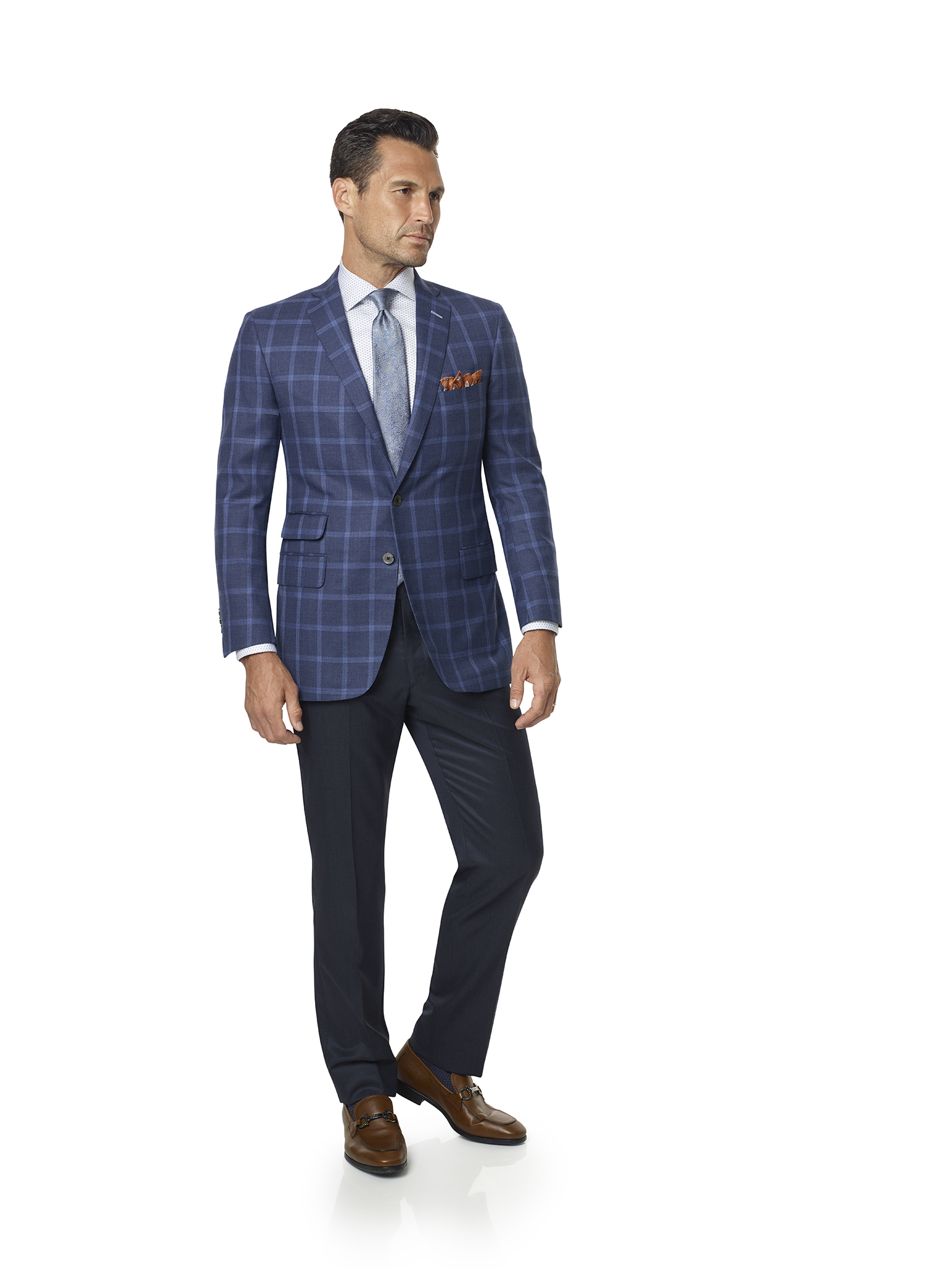 Slate Blue Windowpane Sport Coat - Super 120