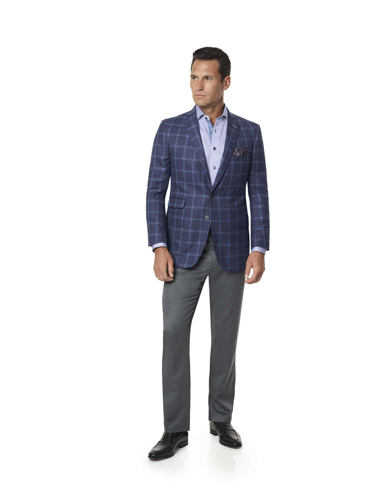 Slate Blue Windowpane Sport Coat - Super 120