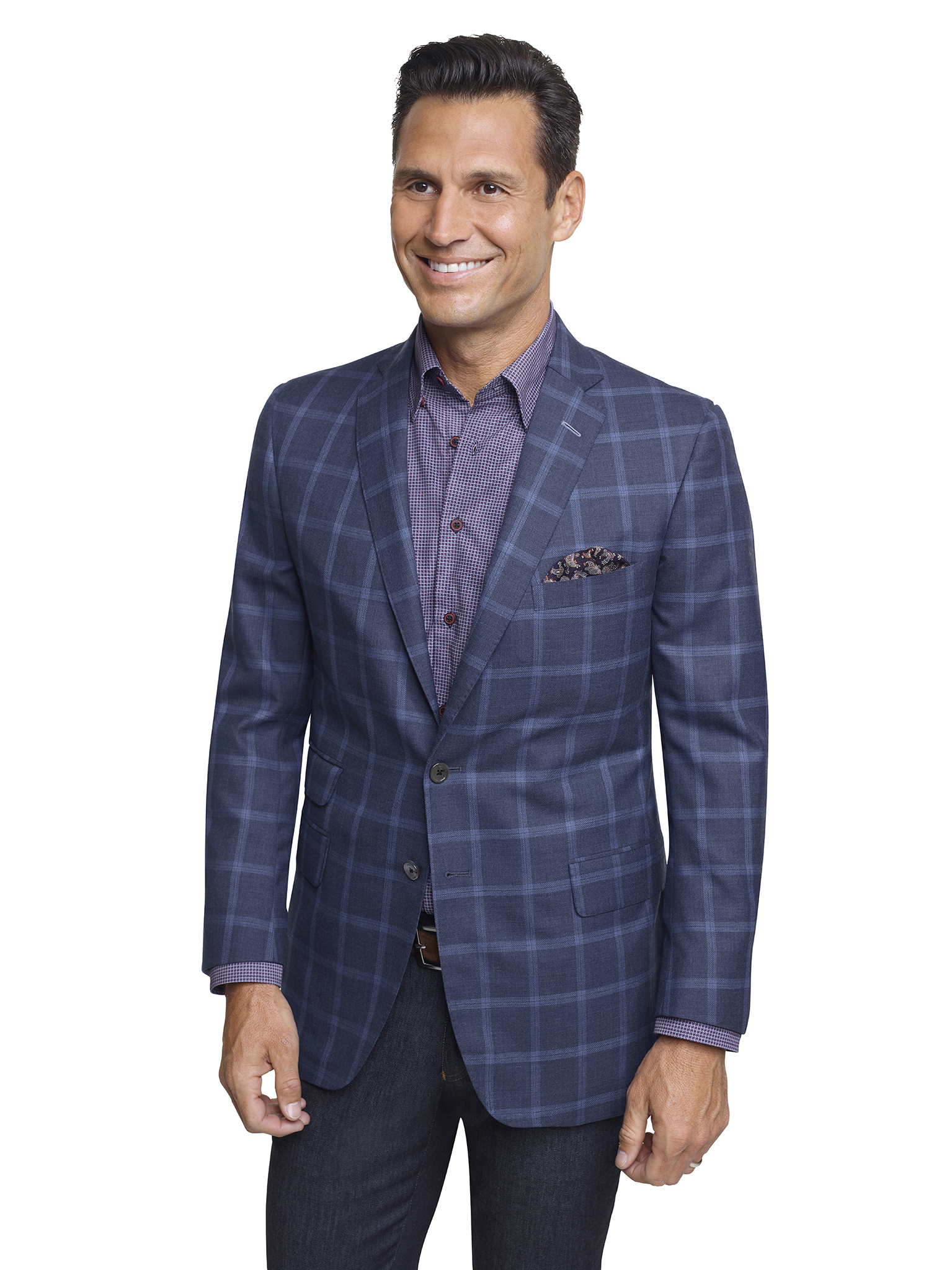 Slate Blue Windowpane Sport Coat - Super 120