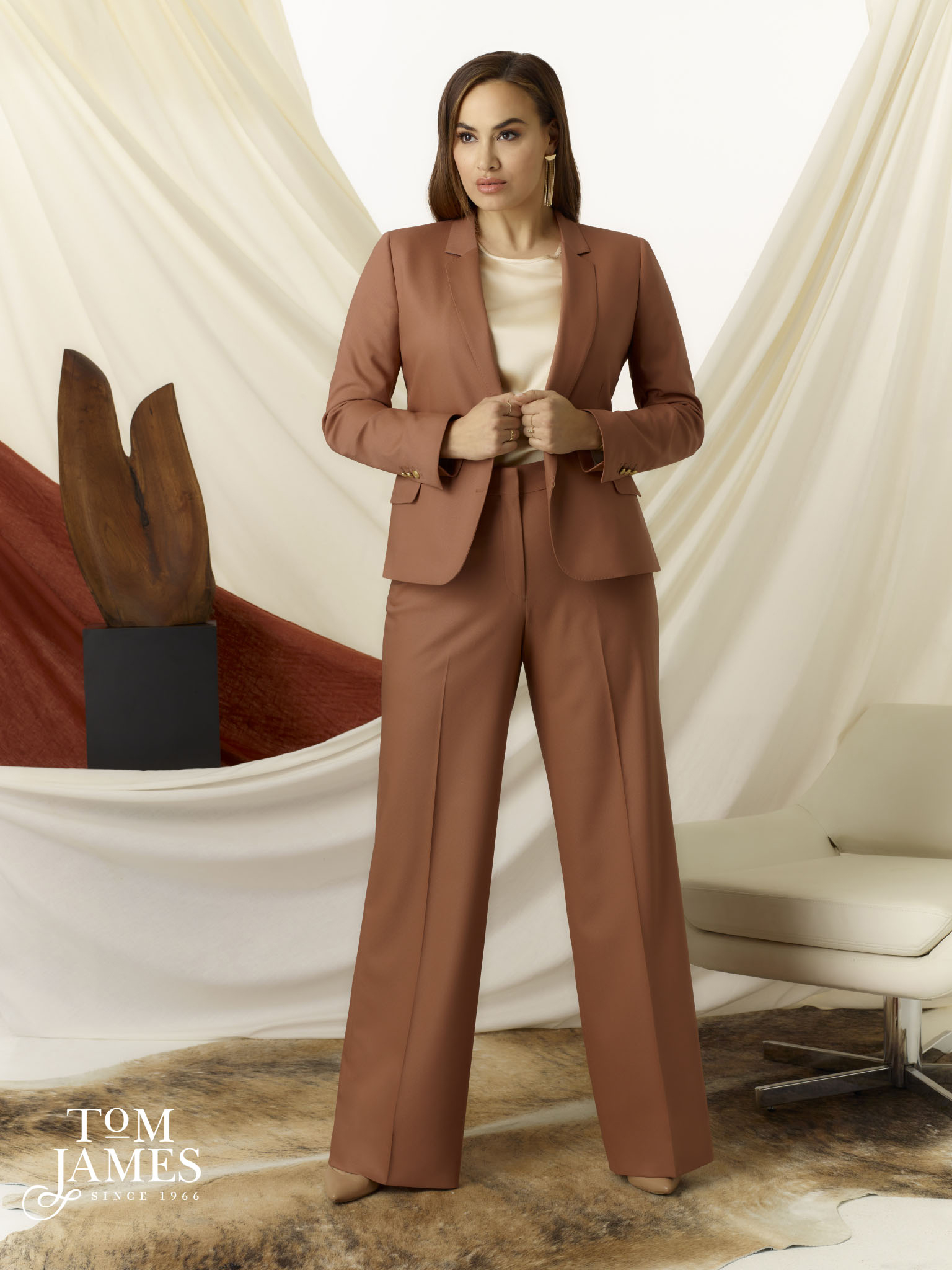 Ladies wide leg pant suits sales