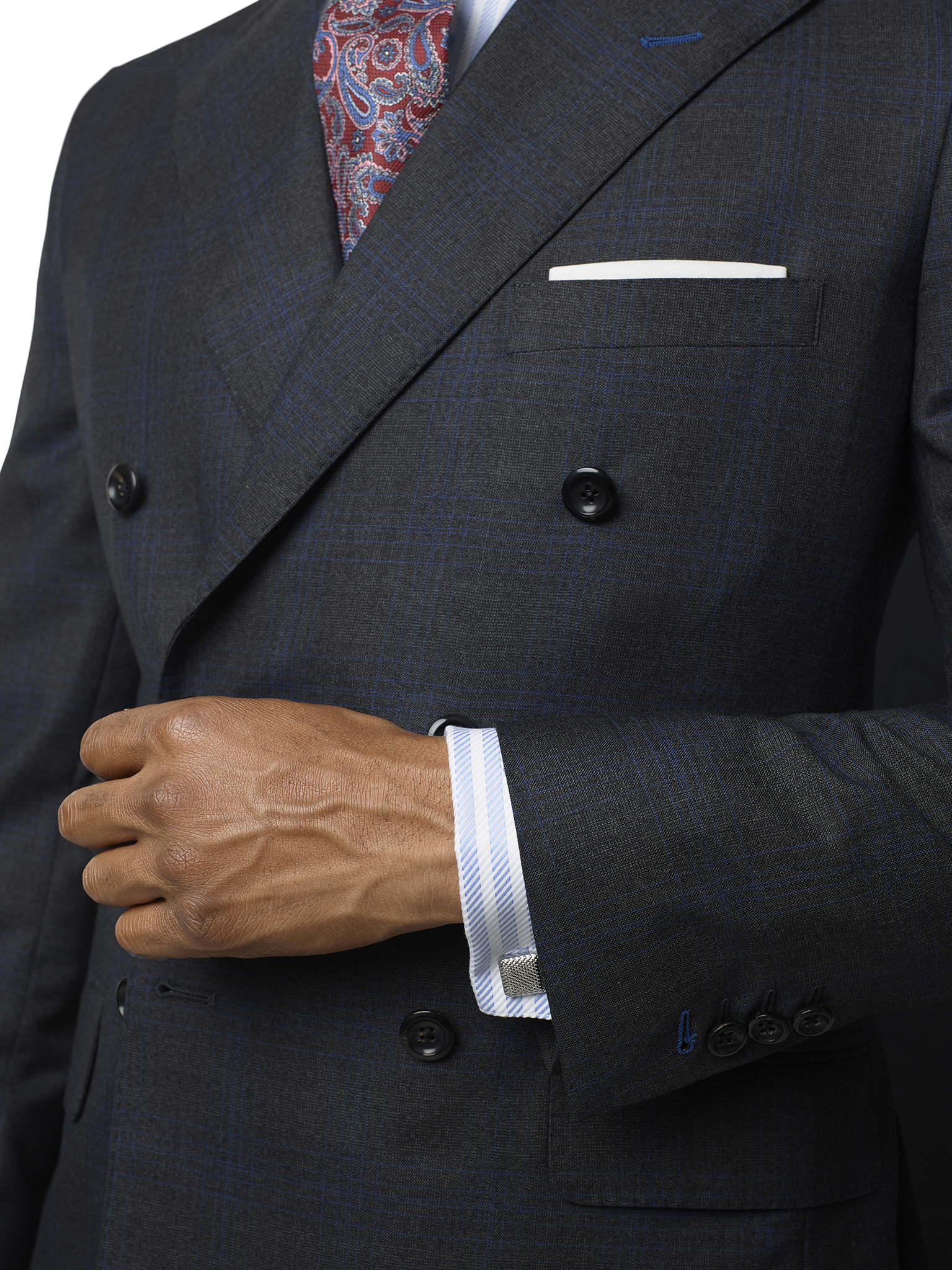 Charcoal & Blue Plaid Suit - Super 140