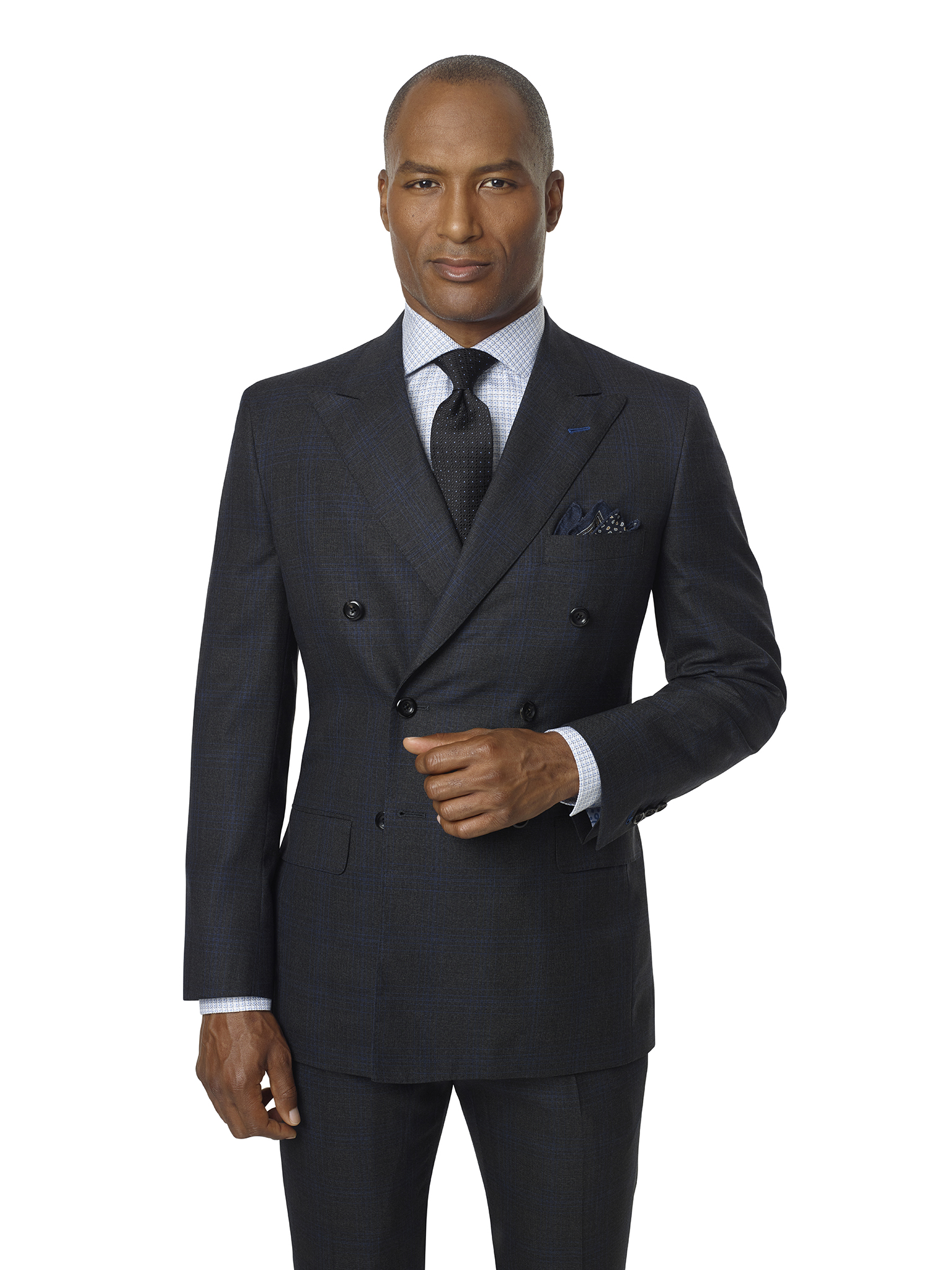Charcoal & Blue Plaid Suit - Super 140
