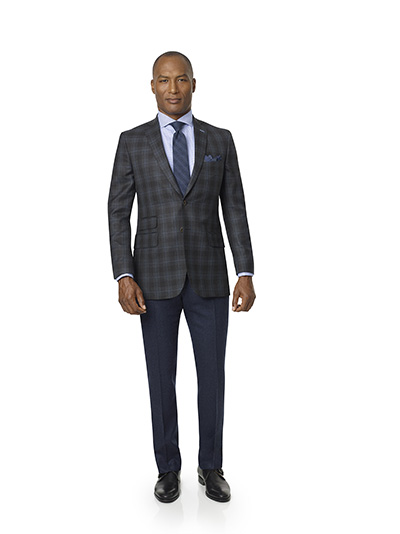 Men's Custom Clothing                                                                                                                                                                                                                                     , Dark Gray Plaid - Super 100's Wool
