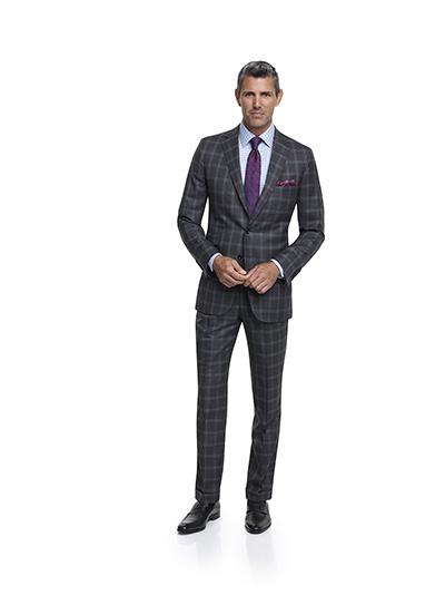 Men's Custom Clothing                                                                                                                                                                                                                                     , Dark Gray Plaid - Super 120's Wool