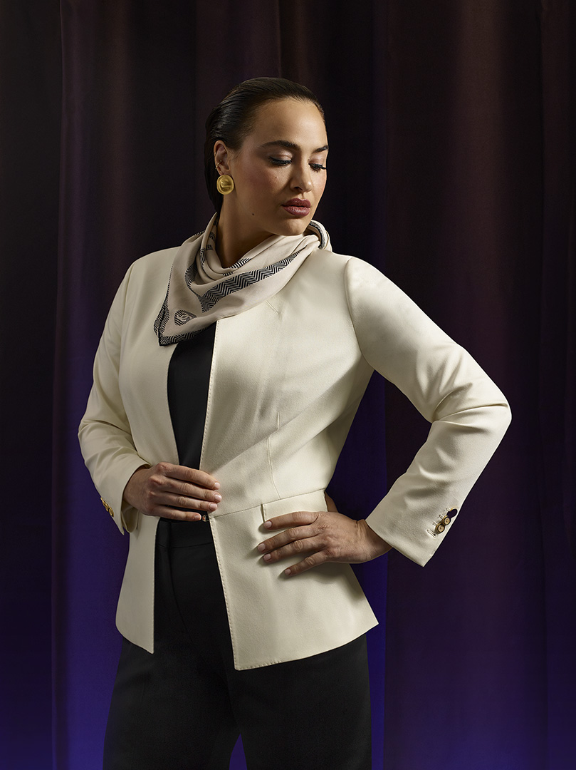 Custom Women's Off-White Plain Blazer