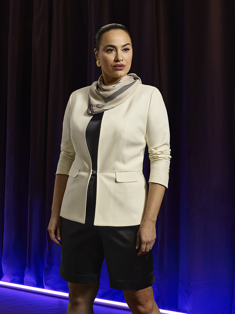 Custom Women's Off-White Plain Blazer