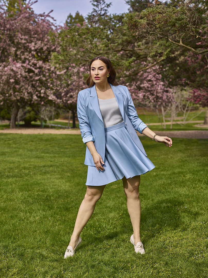 Women's Custom Clothing                                                                                                                                                                                                                                   , Women's Powder Blue Plain Skirt Suit
