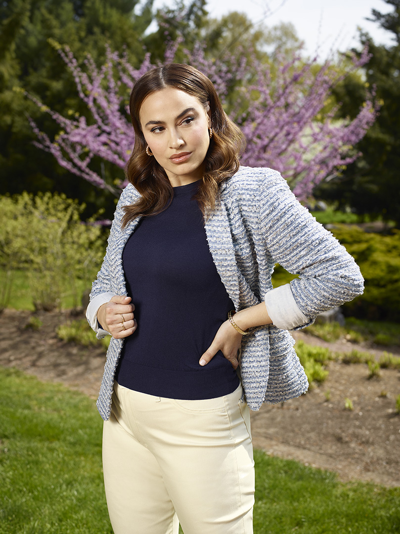 Women's Custom Clothing                                                                                                                                                                                                                                   , Women's Powder Blue Boulce-Tweed Sport Coat