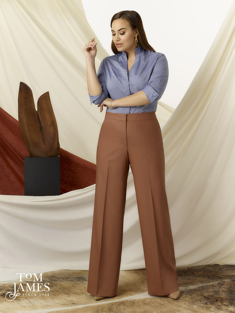 Women's Custom Clothing                                                                                                                                                                                                                                   , Women's Peach Wide Leg Pant Suit