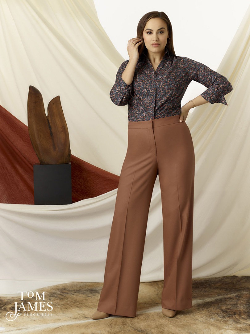 Women's Custom Clothing                                                                                                                                                                                                                                   , Peach Wide Leg Pants