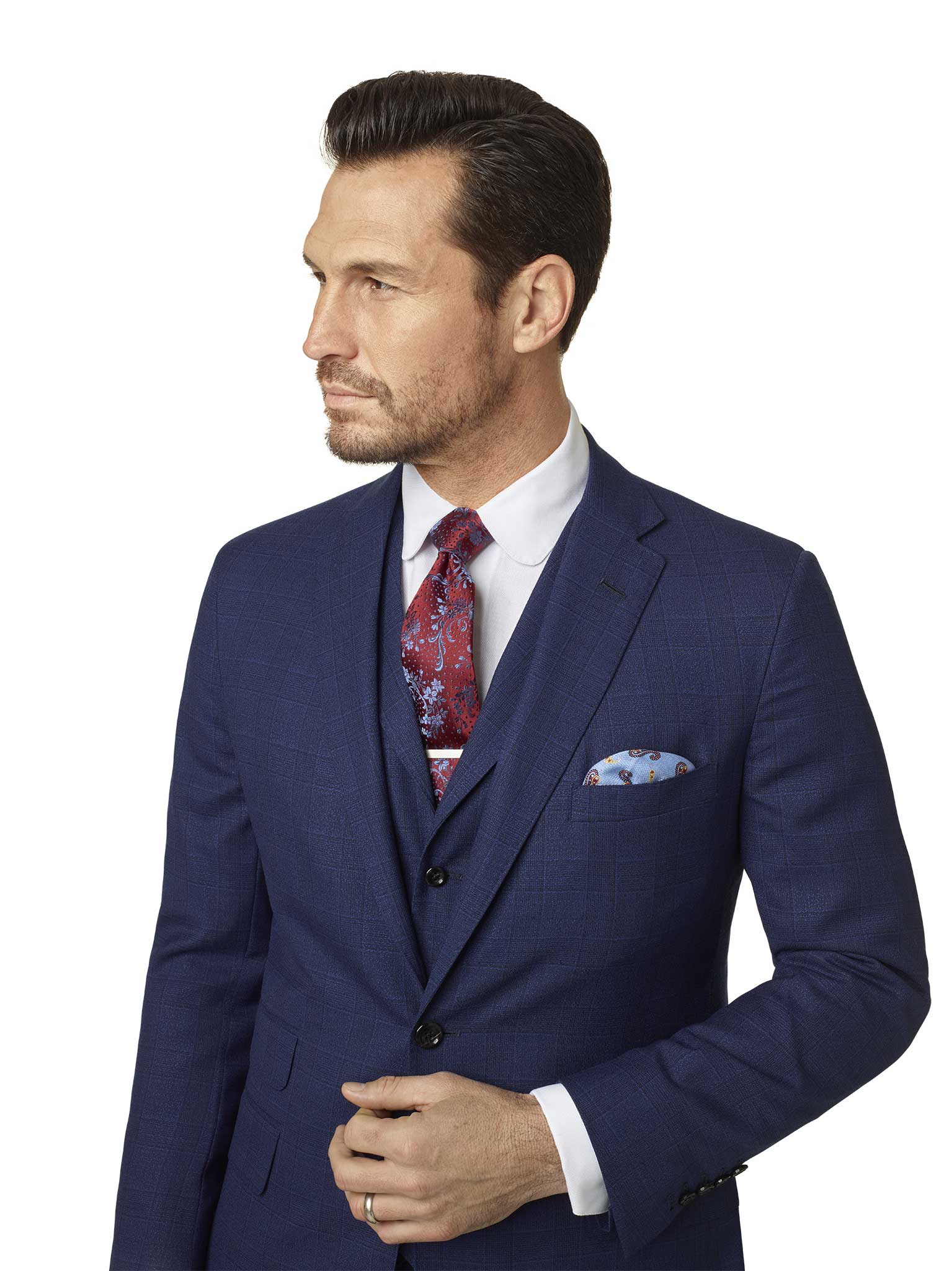 Dark Blue Plaid Suit