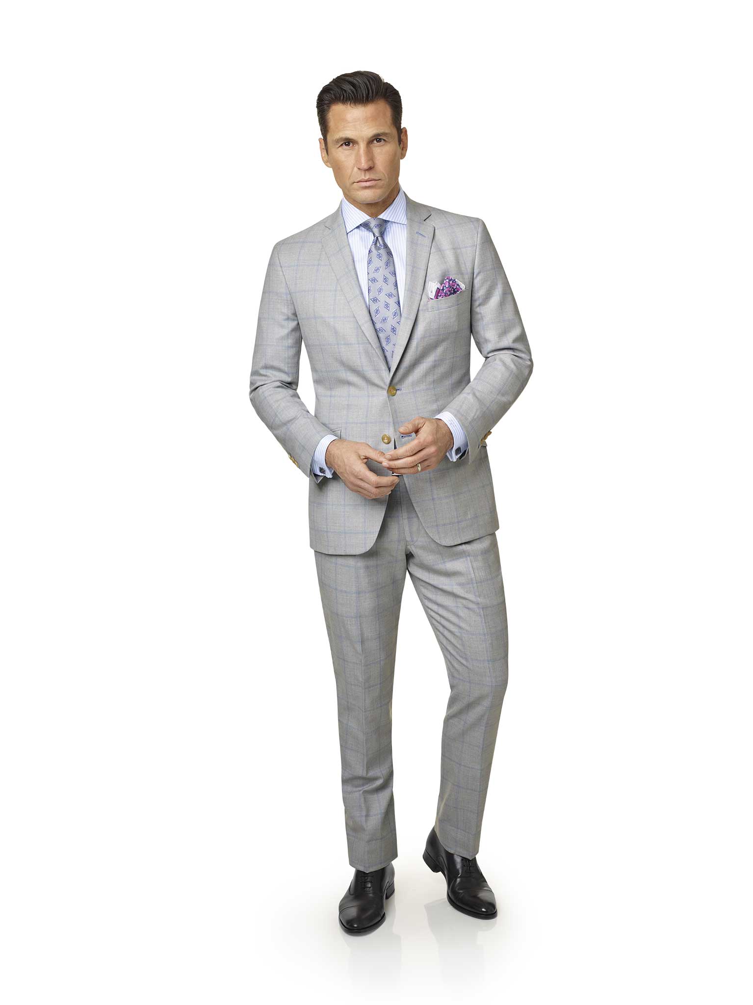 Stone Windowpane Suit
