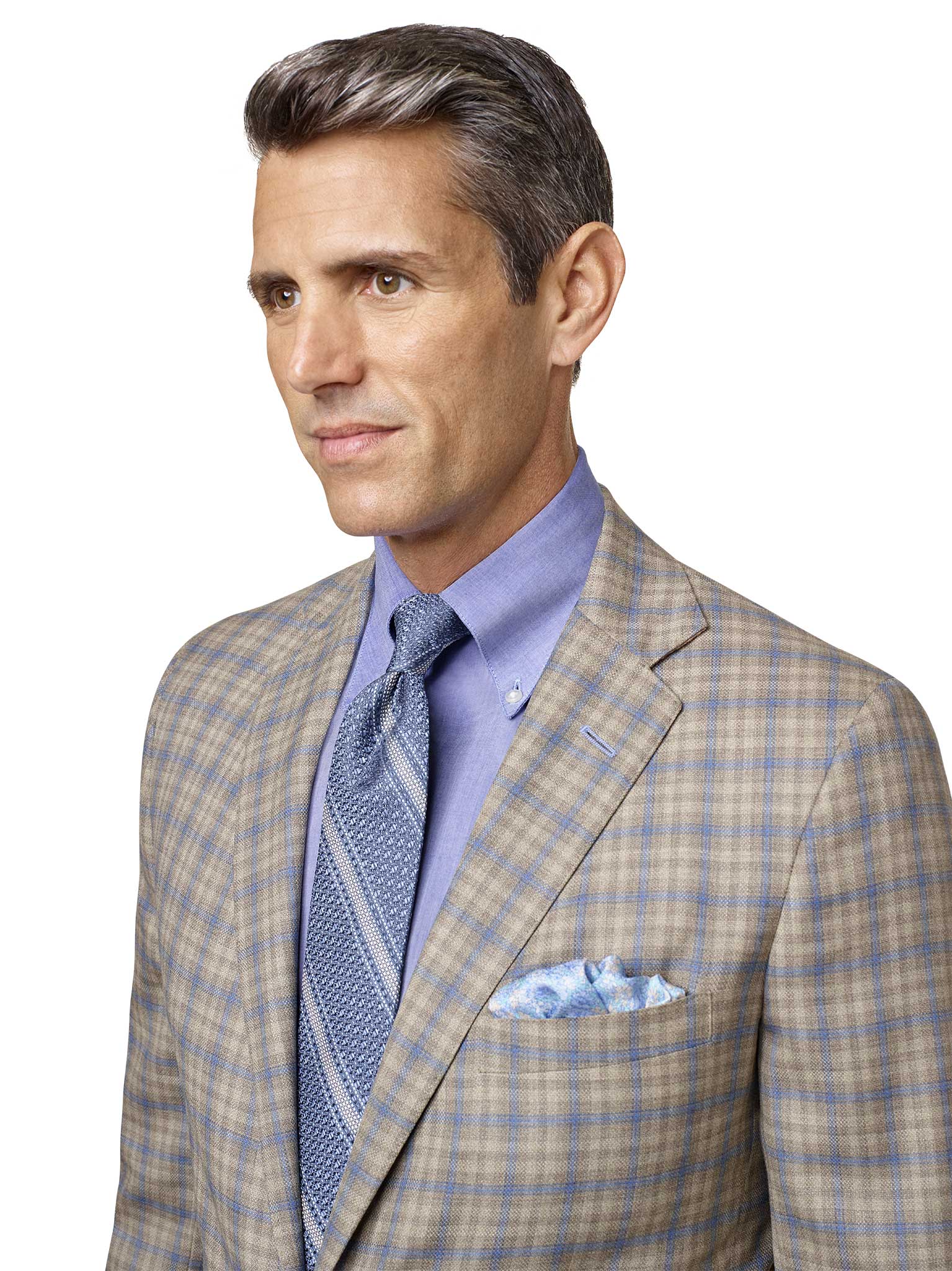 Tan & Beige Windowpane Check Sport Coat