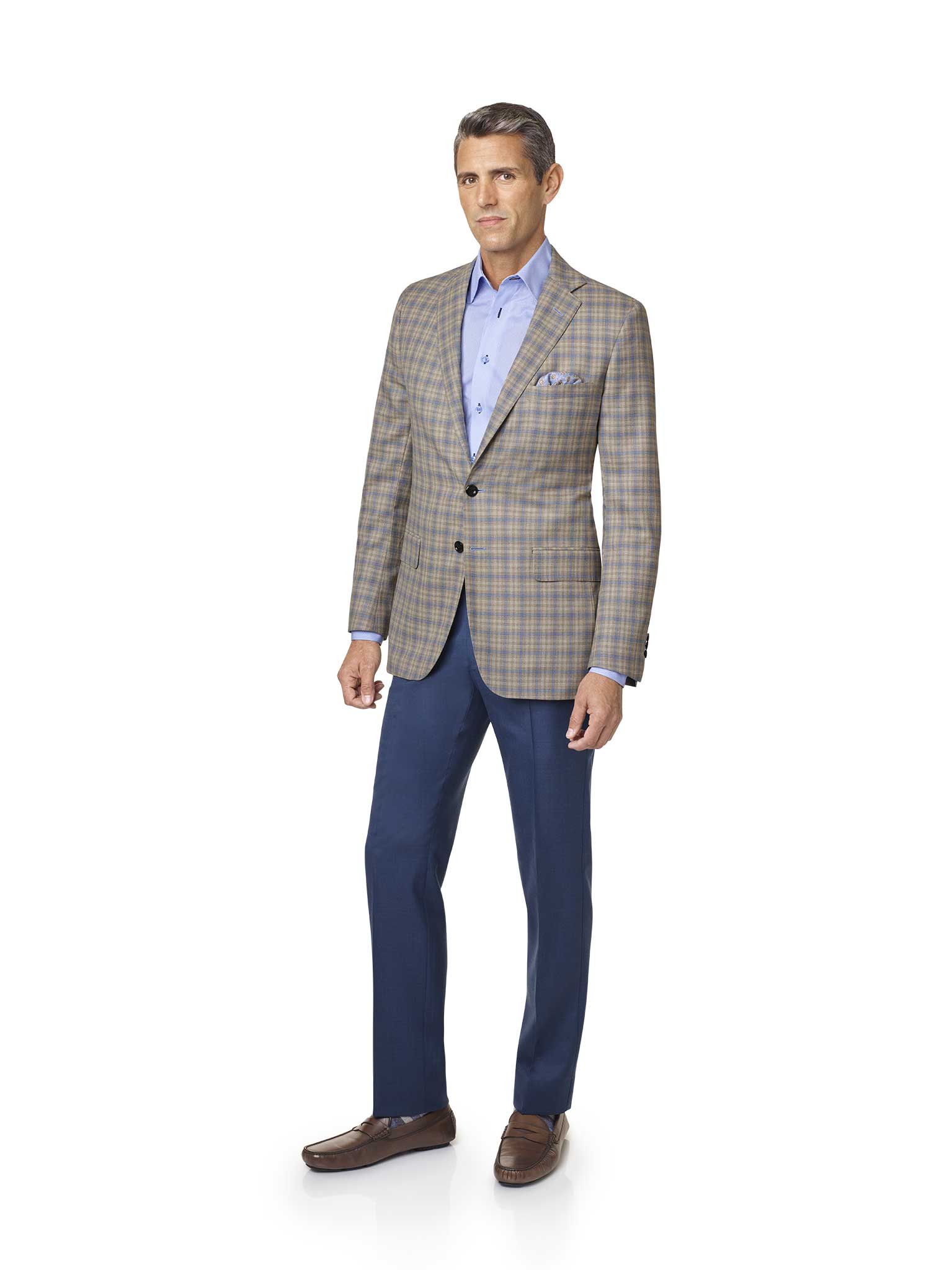 Tan & Beige Windowpane Check Sport Coat