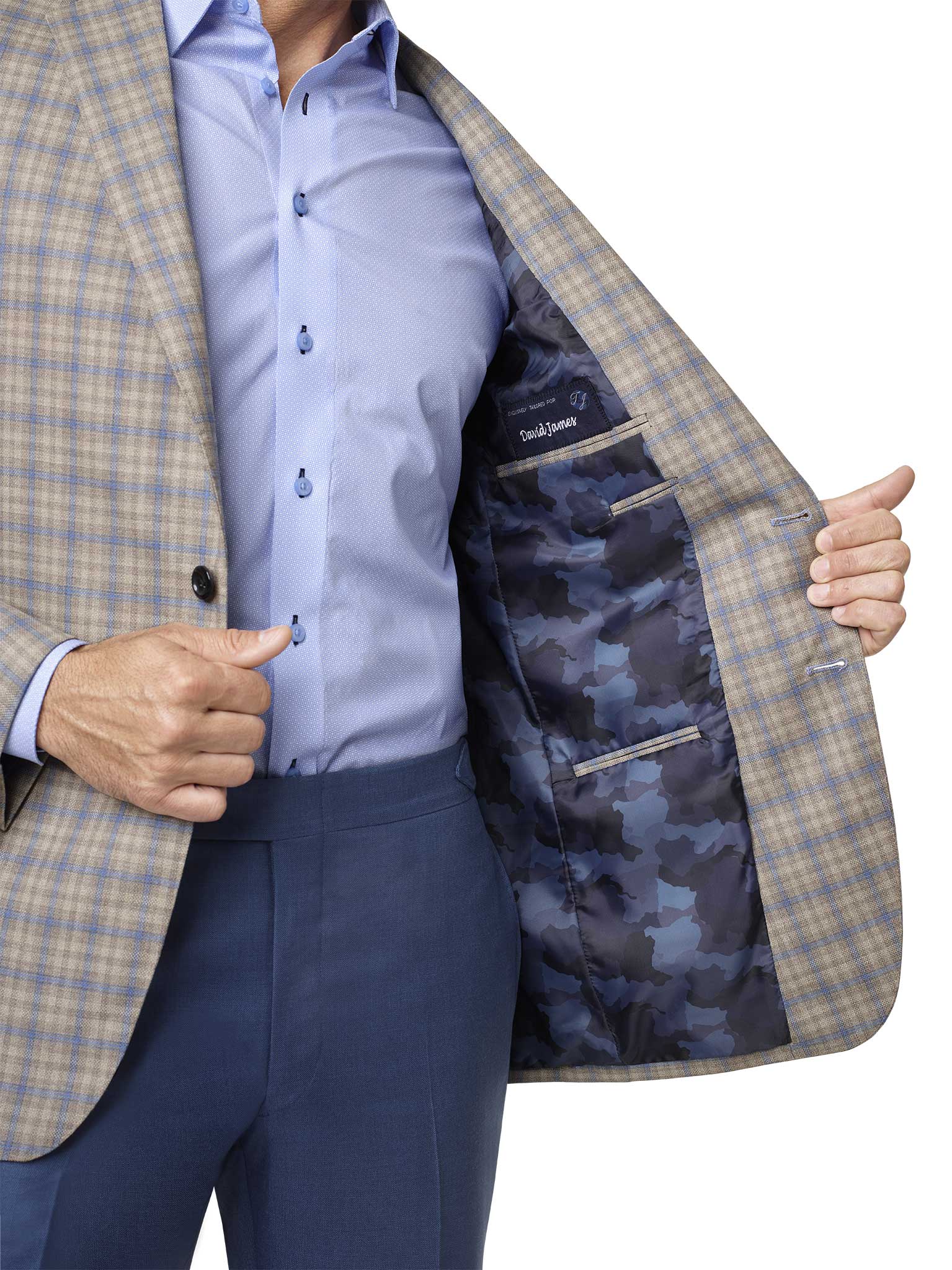 Tan & Beige Windowpane Check Sport Coat