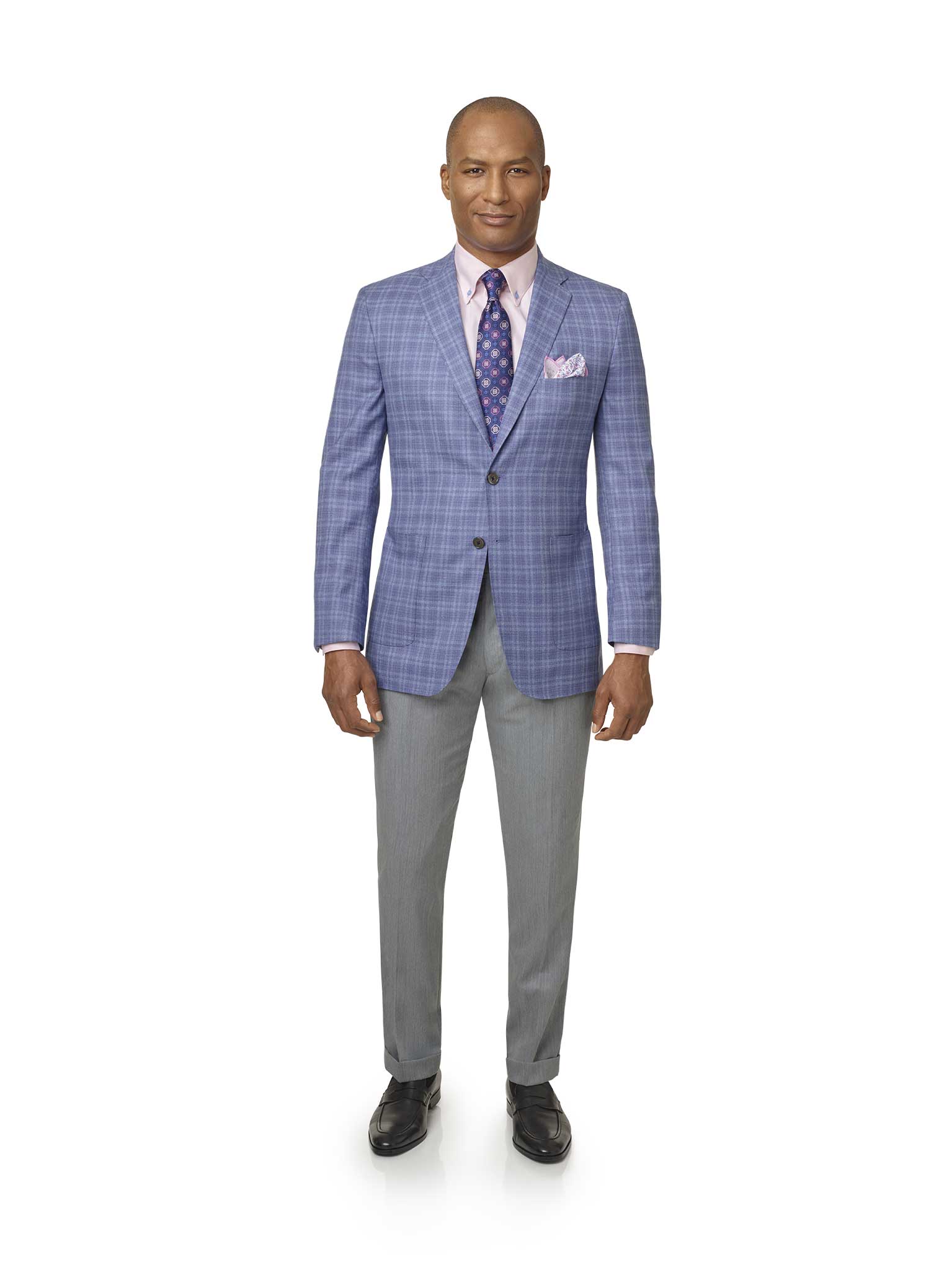 Light Blue Windowpane Check Sport Coat