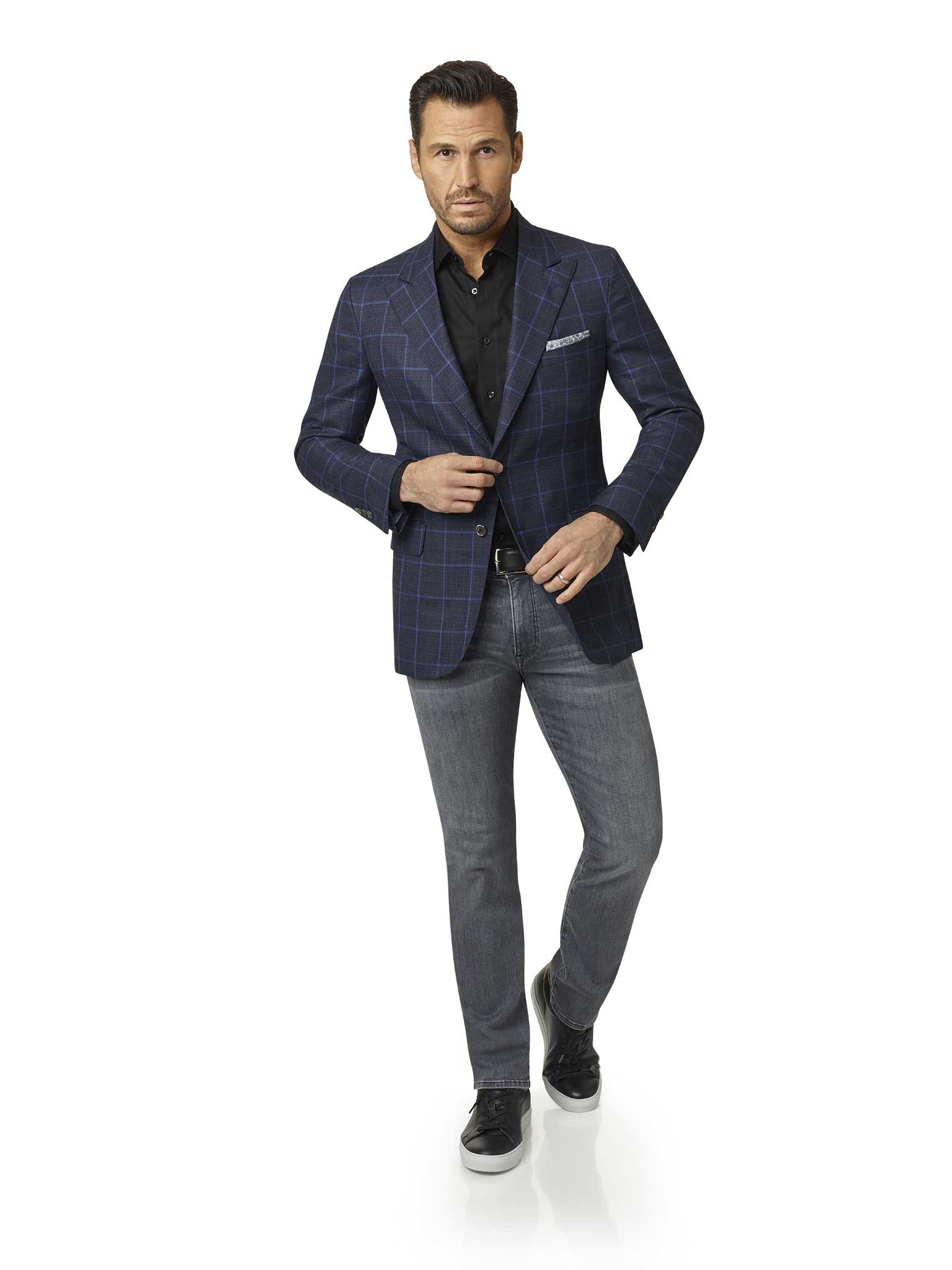 Dark Blue Windowpane Sport Coat