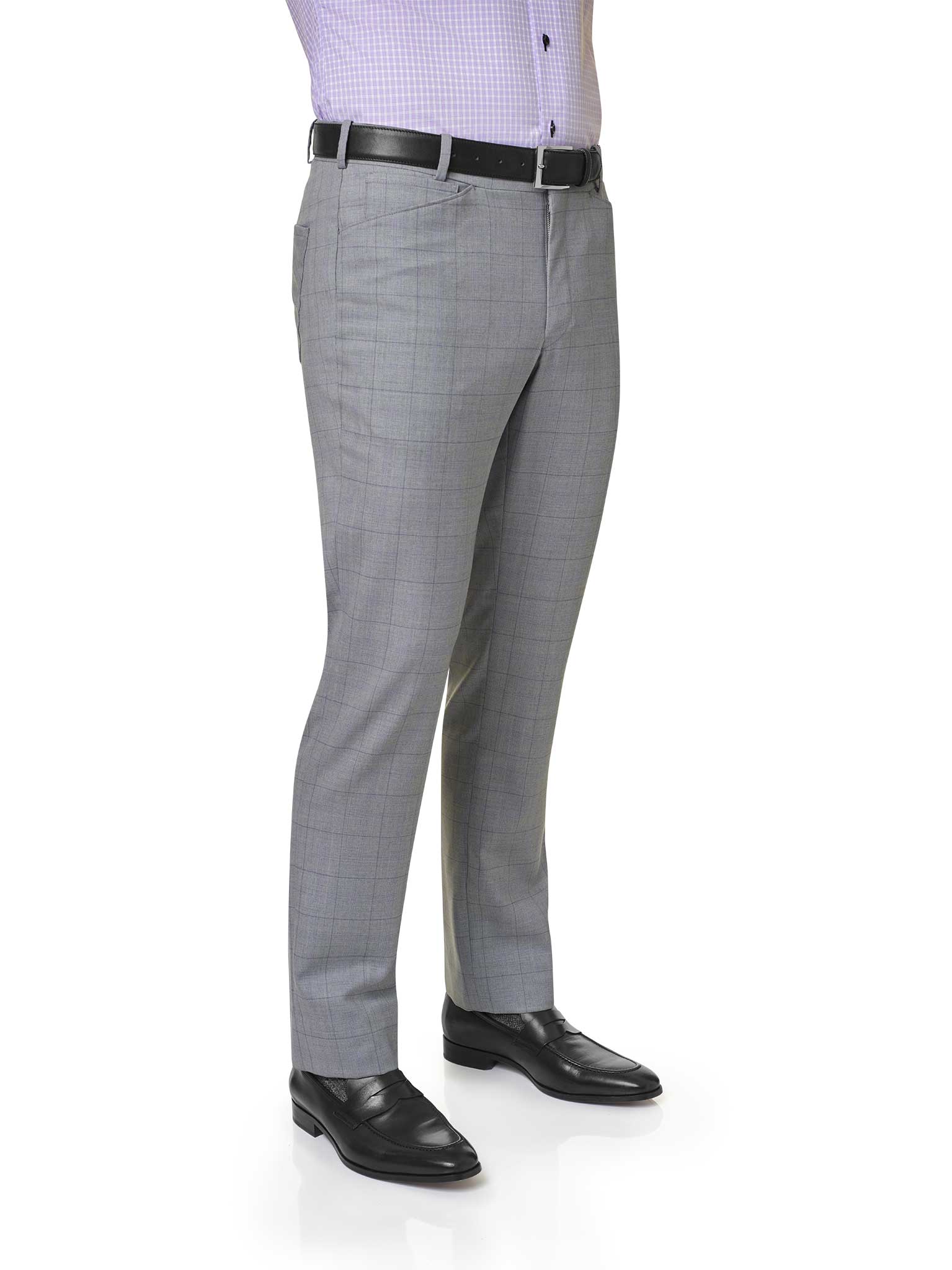 Light Gray Plaid 5-Pocket Pants