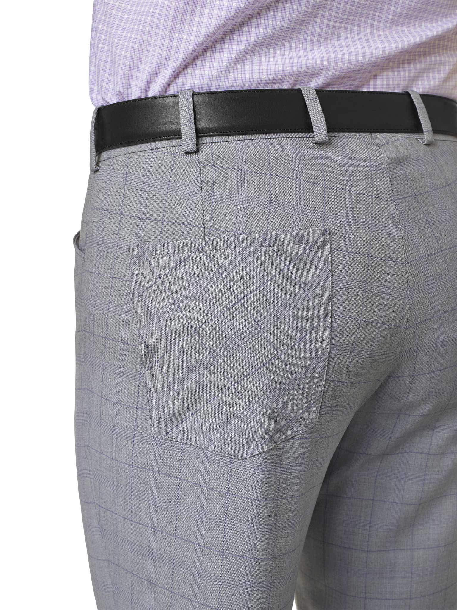 Light Gray Plaid 5-Pocket Pants