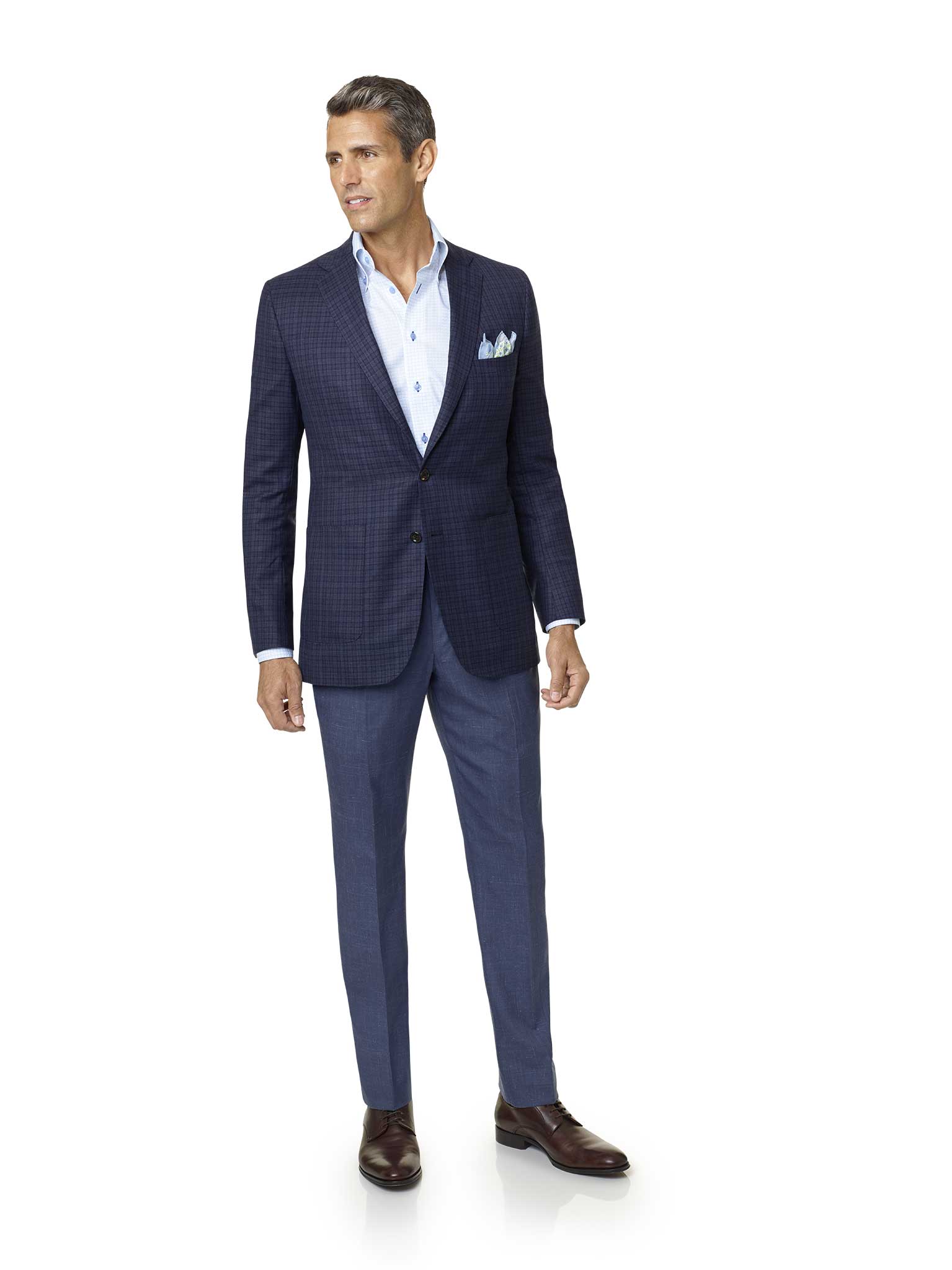 Dark Blue Windowpane Check Sport Coat