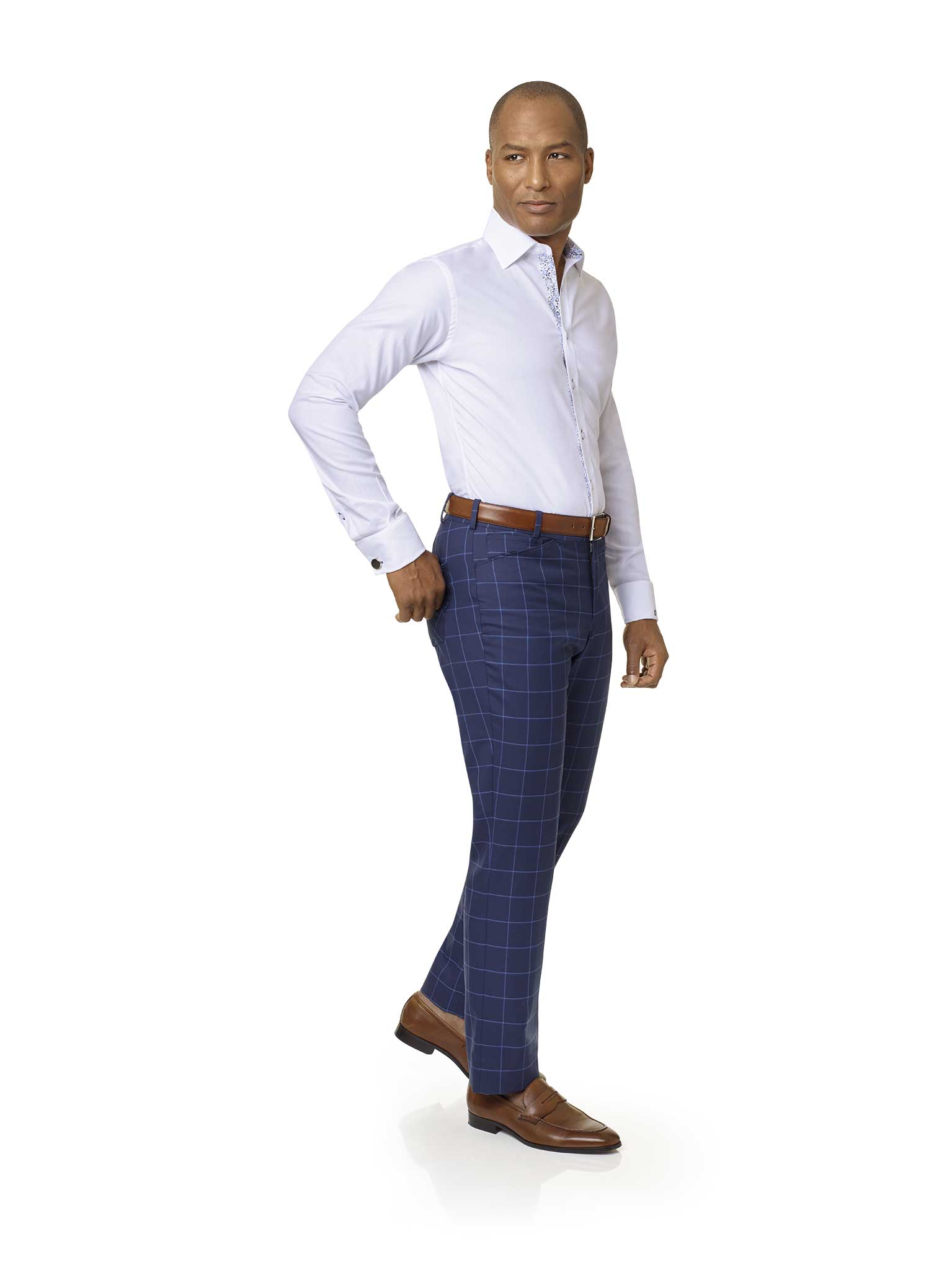 Navy Windowpane 5-Pocket Pant