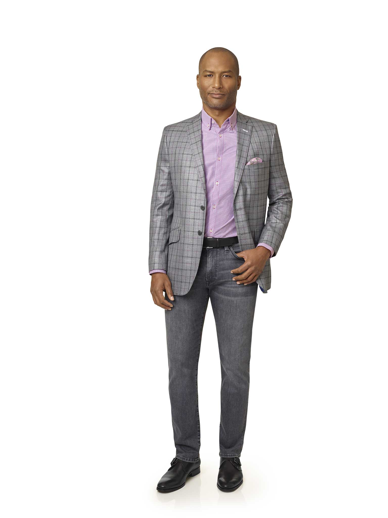 Light Gray/Purple Plaid Sport Coat